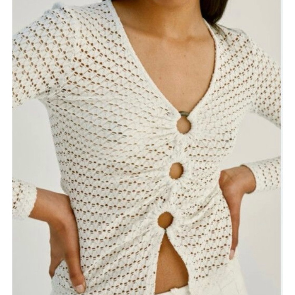 Musier Paris White Ruched Tie Front Blouse